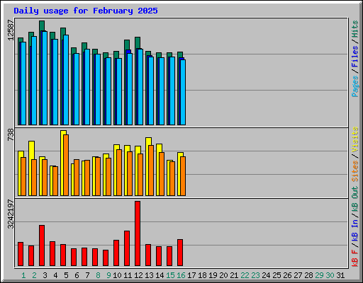 Daily usage for February 2025