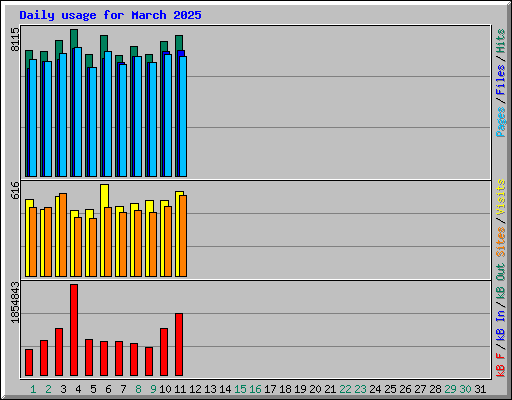 Daily usage for March 2025