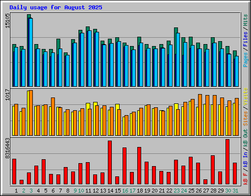 Daily usage for August 2025